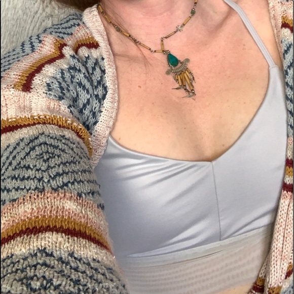 ALO YOGA Lavish light grey mesh Strappy back sexy longline sports bra Sz M - Picture 4 of 12